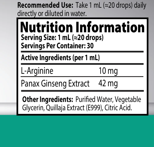 Solva Vitality Ginseng Power & Libido Drops supplement facts panel
